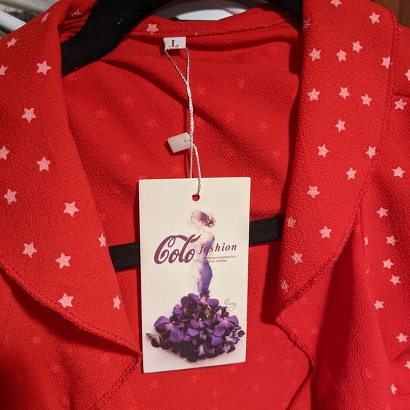 Red Star-Patterned Mini Dress - Picture 3 of 3